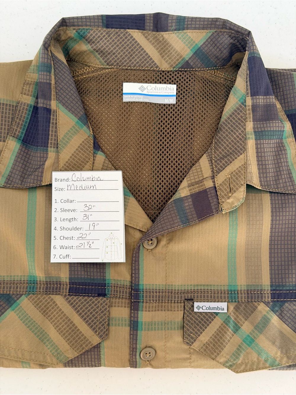 Columbia Silver Ridge Lite Plaid Long Sleeve Hiking Shirt Mens Size Medium M - Picture 9 of 9